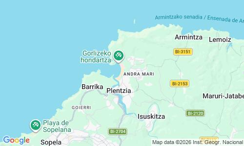 Ausschnitt der Weltkarte zu Playa de Plentzia