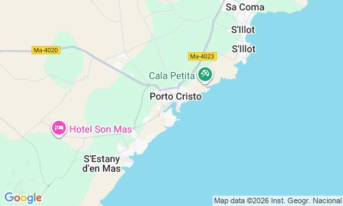 Ausschnitt der Weltkarte zu Playa de Porto Cristo