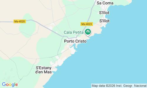 Ausschnitt der Weltkarte zu Playa de Porto Cristo