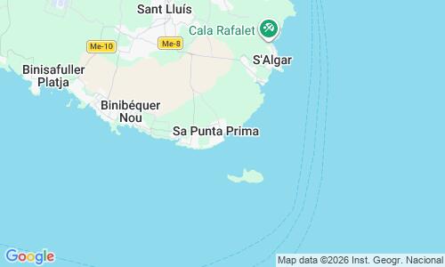 Ausschnitt der Weltkarte zu Playa de Punta Prima