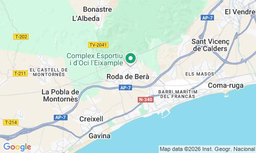 Ausschnitt der Weltkarte zu Playa de Roda de Berà