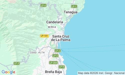 Ausschnitt der Weltkarte zu Playa de Santa Cruz de La Palma