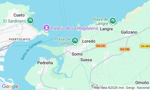 Ausschnitt der Weltkarte zu Playa de Somo