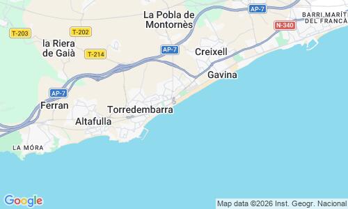 Ausschnitt der Weltkarte zu Playa de Torredembarra