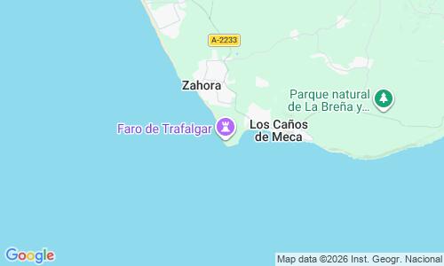 Ausschnitt der Weltkarte zu Playa de Trafalgar