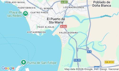 Ausschnitt der Weltkarte zu Playa de Valdelagrana