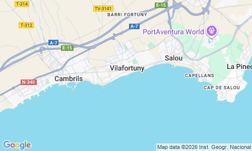 Ausschnitt der Weltkarte zu Playa de Vilafortuny