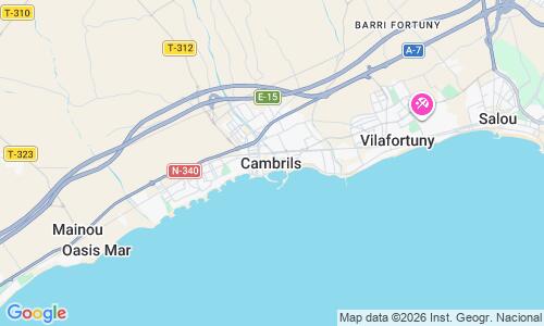 Ausschnitt der Weltkarte zu Playa de Vilafortuny, Cambrils