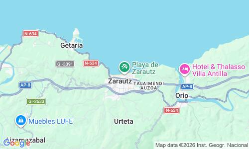 Ausschnitt der Weltkarte zu Playa de Zarautz