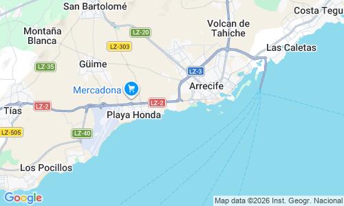 Ausschnitt der Weltkarte zu Playa del Cable