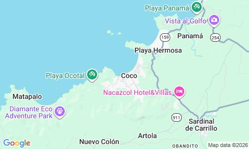 Ausschnitt der Weltkarte zu Playa del Coco