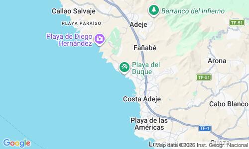 Ausschnitt der Weltkarte zu Playa del Duque