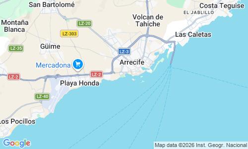 Ausschnitt der Weltkarte zu Playa del Reducto