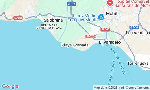 Ausschnitt der Weltkarte zu Playa Granada