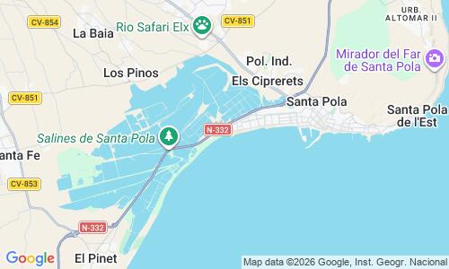 Ausschnitt der Weltkarte zu Playa La Gola Santa Pola
