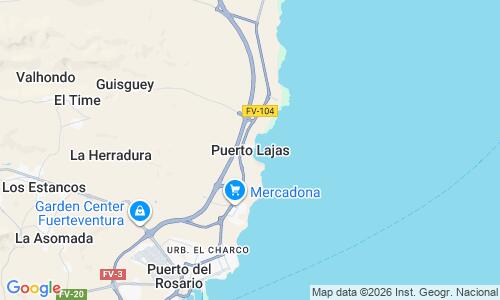 Ausschnitt der Weltkarte zu Playa Puerto Lajas