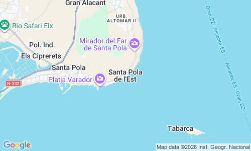 Ausschnitt der Weltkarte zu Playa Santa Pola Centro