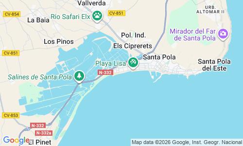 Ausschnitt der Weltkarte zu Playa Tamarit