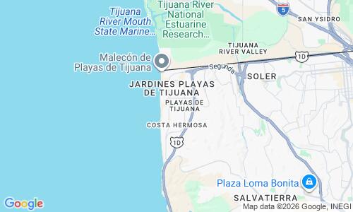Ausschnitt der Weltkarte zu Playas de Tijuana