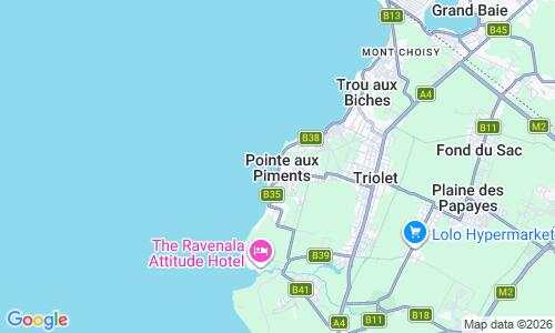 Ausschnitt der Weltkarte zu Pointe aux Piments Beach