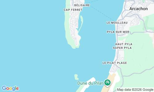 Ausschnitt der Weltkarte zu Pointe du Cap Ferret Strand