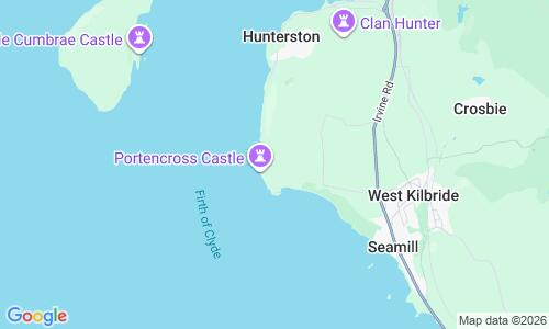 Ausschnitt der Weltkarte zu Portencross Strand