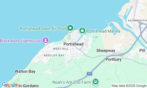 Ausschnitt der Weltkarte zu Portishead Strand