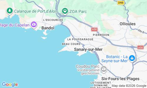 Ausschnitt der Weltkarte zu Portissol (Sanary-sur-Mer)
