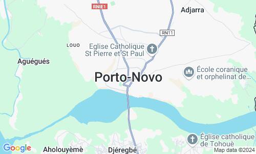 Ausschnitt der Weltkarte zu Porto Novo