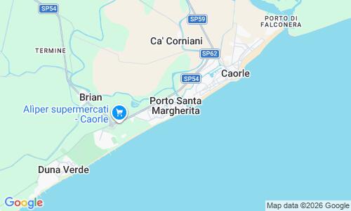 Ausschnitt der Weltkarte zu Porto Santa Margherita