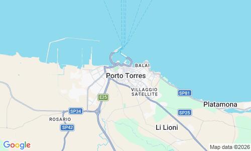 Ausschnitt der Weltkarte zu Porto Torres Strand