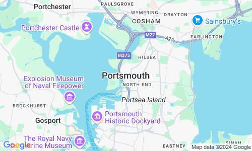Ausschnitt der Weltkarte zu Portsmouth