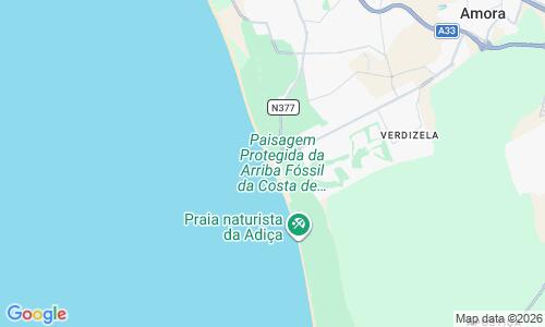 Ausschnitt der Weltkarte zu Praia da Fonte da Telha