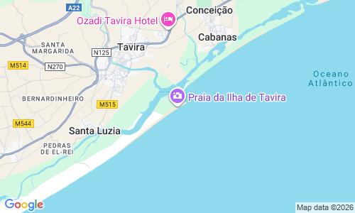 Ausschnitt der Weltkarte zu Praia da Ilha de Tavira