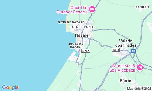 Ausschnitt der Weltkarte zu Praia da Nazaré