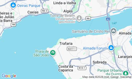 Ausschnitt der Weltkarte zu Praia da Trafaria