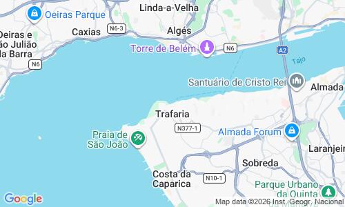 Ausschnitt der Weltkarte zu Praia da Trafaria