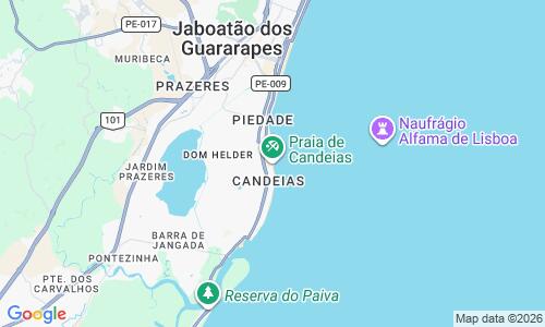 Ausschnitt der Weltkarte zu Praia de Candeias