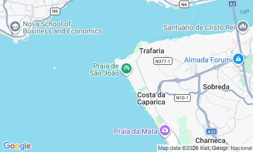 Ausschnitt der Weltkarte zu Praia de Sao Joao da Caparica