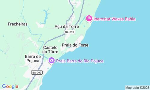 Ausschnitt der Weltkarte zu Praia do Forte dos Reis Magos