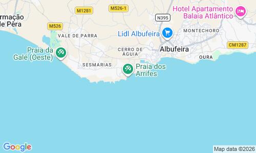 Ausschnitt der Weltkarte zu Praia dos Arrifes