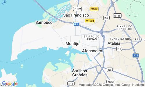 Ausschnitt der Weltkarte zu Praia Fluvial Montijo