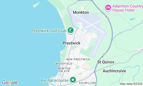 Ausschnitt der Weltkarte zu Prestwick Strand