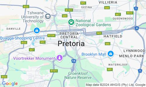 Ausschnit der Weltkarte zu Pretoria