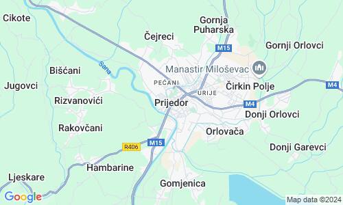 Ausschnitt der Weltkarte zu Prijedor
