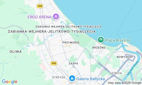 Ausschnitt der Weltkarte zu Przymorze Strand