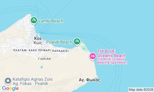 Ausschnitt der Weltkarte zu Psalidi Beach