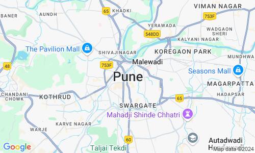 Ausschnitt der Weltkarte zu Pune