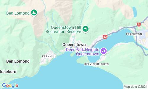 Ausschnit der Weltkarte zu Queenstown