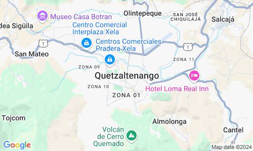 Ausschnitt der Weltkarte zu Quetzaltenango
